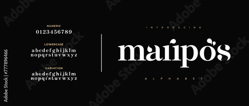 Maripos elegant Font Uppercase Lowercase and Number. Classic Lettering Minimal Fashion Designs. Typography modern serif fonts regular decorative vintage concept. vector illustration