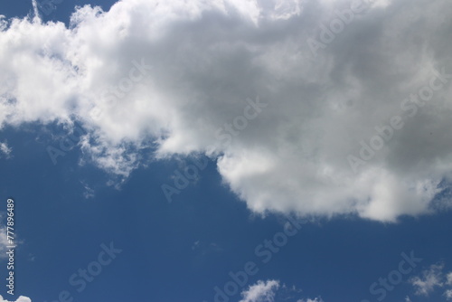 Blue sky with clouds and sun.