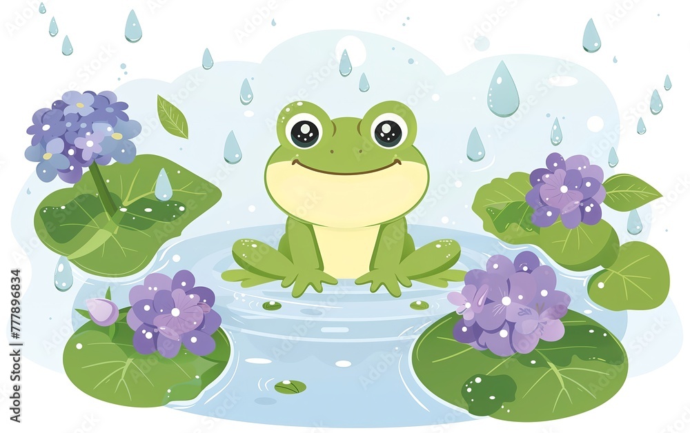 Obraz premium 雨の中のカエル