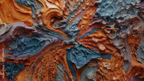 Abstract multi-color viscous paint