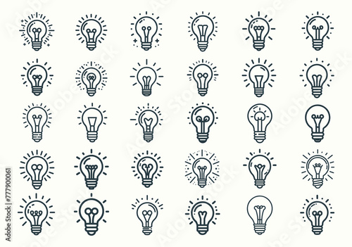 Vector Lightbulb icon set. Lightbulb outline. Lightbulb icon. Idea sign, solution, thinking concept