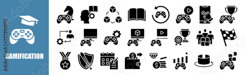 Gamification icon set for design elements	