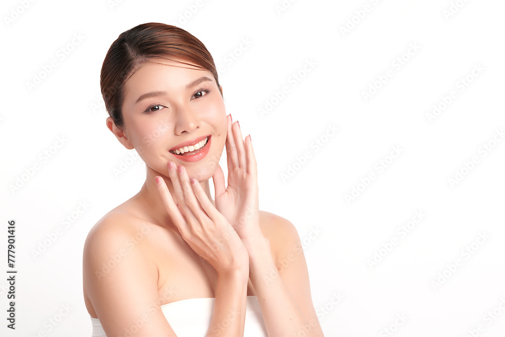 Beautiful young asian woman with clean fresh skin on white background, Face care, Facial treatment, Cosmetology, beauty and spa, Asian women portrait. Beautiful young asian woman with clean fresh skin on white background, Face care, Facial treatment, Cosmetology, beauty and spa, Asian women portrait.