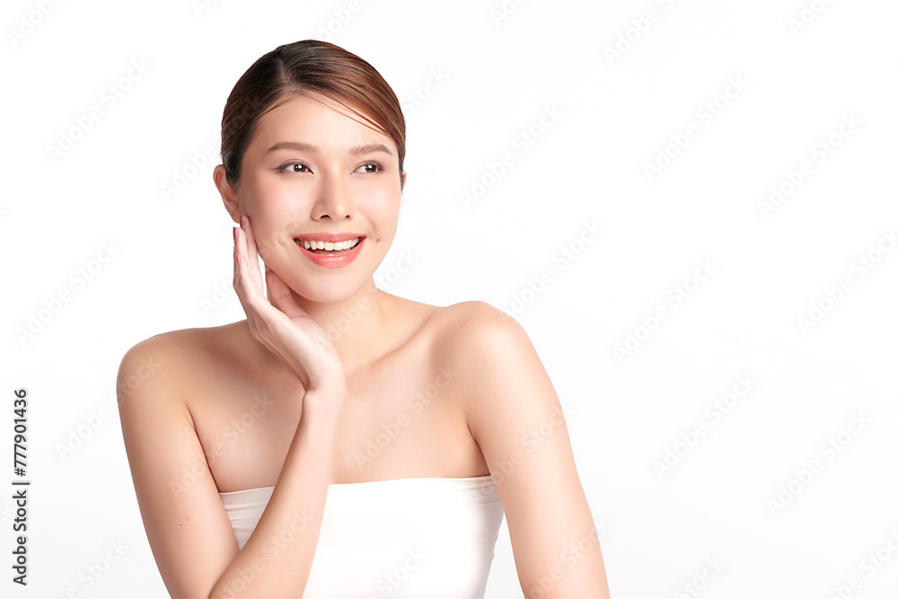 Beautiful young asian woman with clean fresh skin on white background, Face care, Facial treatment, Cosmetology, beauty and spa, Asian women portrait. Beautiful young asian woman with clean fresh skin on white background, Face care, Facial treatment, Cosmetology, beauty and spa, Asian women portrait.