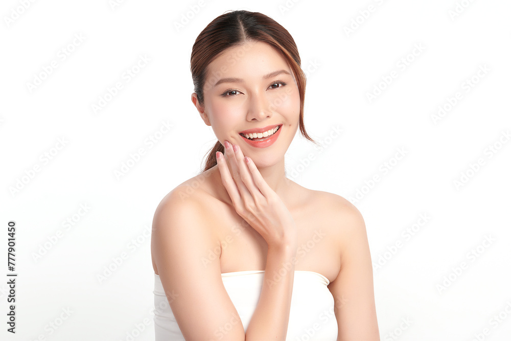 Beautiful young asian woman with clean fresh skin on white background, Face care, Facial treatment, Cosmetology, beauty and spa, Asian women portrait. Beautiful young asian woman with clean fresh skin on white background, Face care, Facial treatment, Cosmetology, beauty and spa, Asian women portrait.