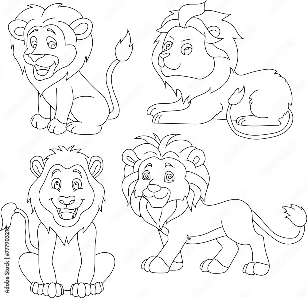 Lion Clipart Set. Cartoon Wild Animals Clipart Set for Lovers of Wildlife. Lion Clipart Set. Cartoon Wild Animals Clipart Set for Lovers of Wildlife.