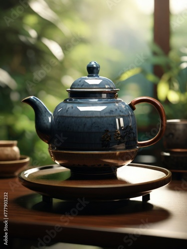 Teapot on a wooden table