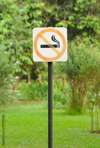 A No Smoking Sign in a Park