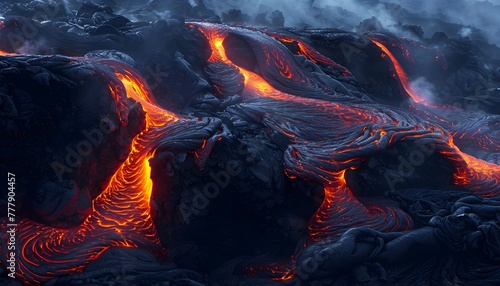 Molten Lava Flows Illuminate Awe-Inspiring Volcanic Landscape