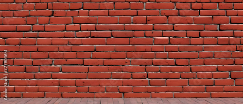 Red brick wall texture  wide panoramic background