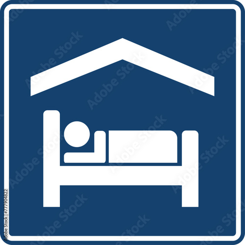 hospedaje, señal color azul, pictograma, informativa, servicios generales, rectangular, rectangular informativo, icono, vector, azul, símbolo, información, silueta, ilustración, señales, imagen, indic