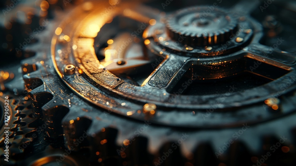 Abstract dark and gold Gears Background, steampunk and gear wheels composition, Generative AI Abstract dark and gold Gears Background, steampunk and gear wheels composition, Generative AI