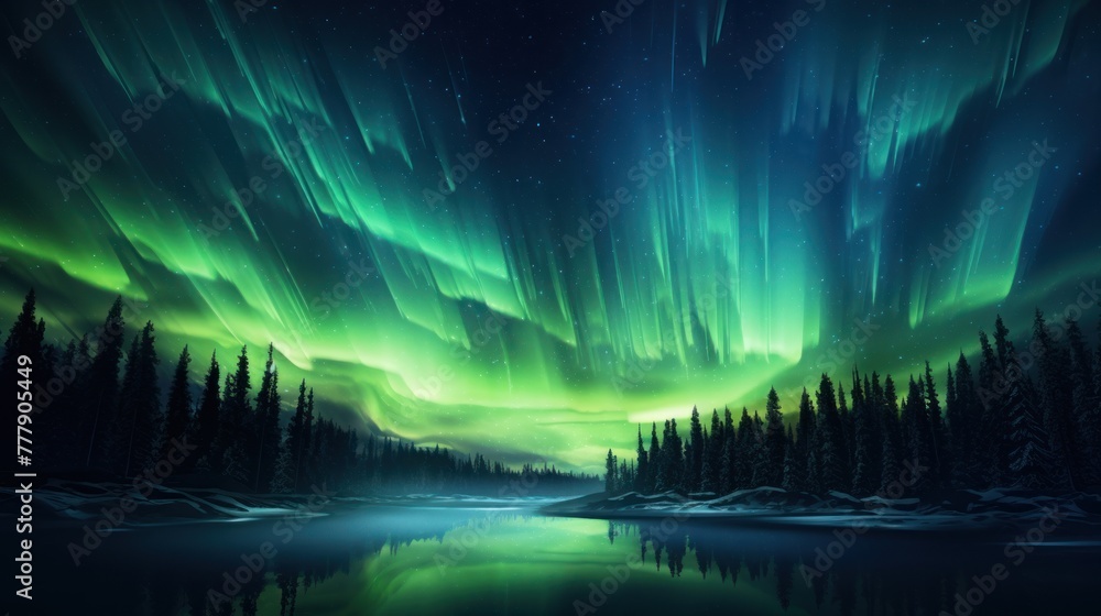 Fototapeta premium Digital Aurora, Witnessing Abstract Phenomena in the Technological Sky