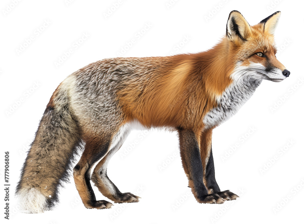 Fototapeta premium A fox is standing, cut out - stock png.