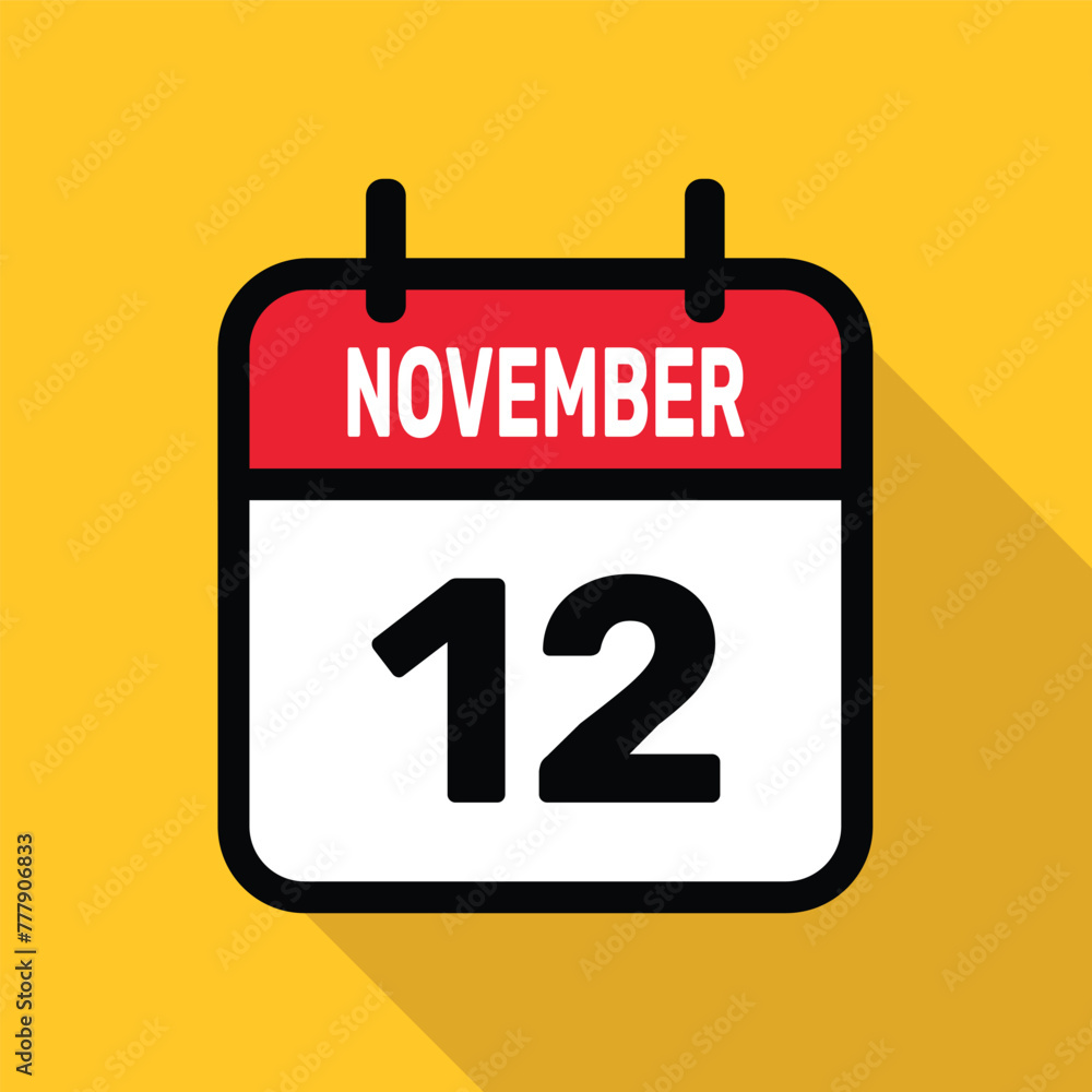 Fototapeta premium Calendar 12 November Vector illustration background design.
