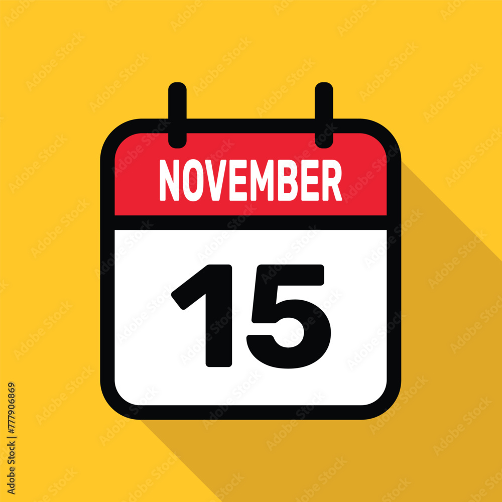 Calendar 15 November Vector illustration background design. Calendar 15 November Vector illustration background design.