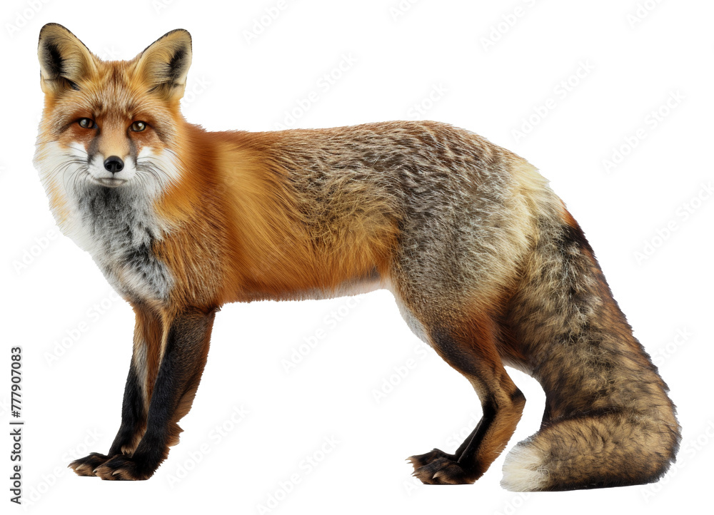 Fototapeta premium A fox is standing, cut out - stock png.