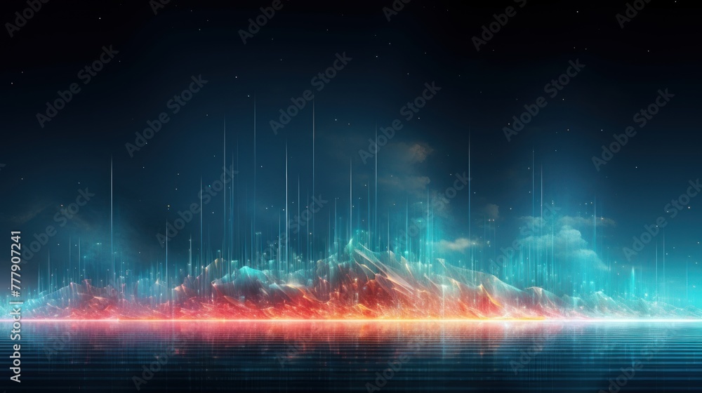 Obraz premium Digital Aurora, Witnessing Abstract Phenomena in the Technological Sky