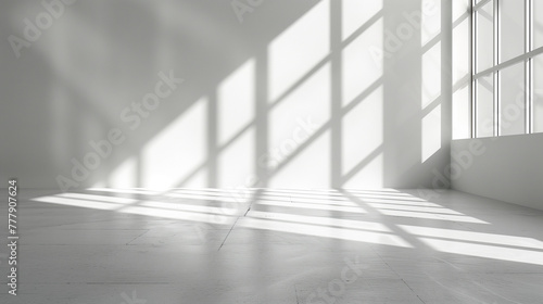 Abstract Light Rays Through Concrete Room in Black and White
