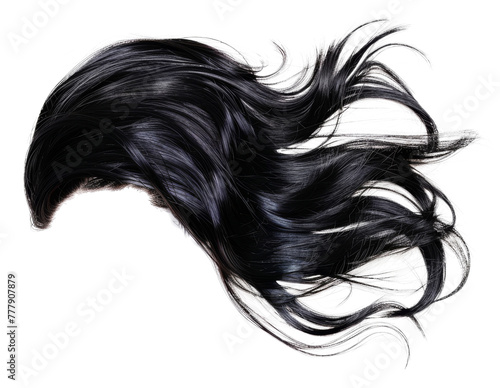 A long black hair with a messy look, cut out - stock png.