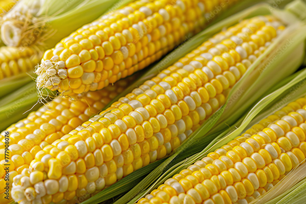 Fresh corn on the cob, isolated on background Fresh corn on the cob, isolated on background
