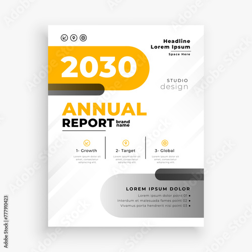 a4 annual report cover page layout with yellow theme