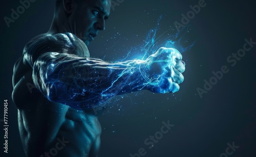 Man With Glowing Arm In The Dark