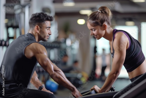 Man and Woman Working Out in a Gym