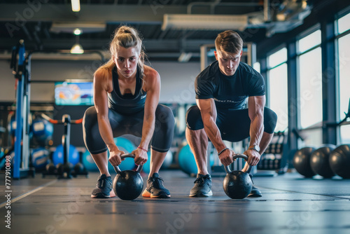 Man and Woman Squatting With Kettles