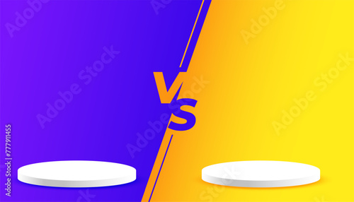 3d podium platform on versus banner for product comparison