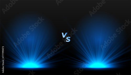 versus vs competitive screen banner with glowing blue light effect vector
