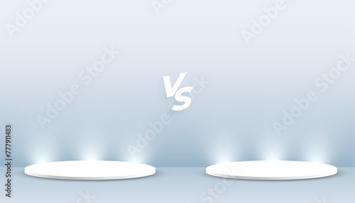 versus product combat banner with 3d podium platform with light effect