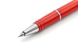 Red pen isolated on white background , A red pen isolated on white background.,Red pen isolated on a white background,Red ballpoint pen,Pen Accessory
