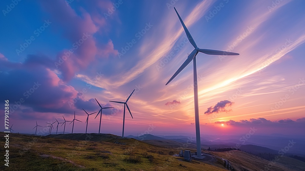 Wind turbines generating renewable energy stunning landscape nature photography sunset sky wide angle sustainable future Wind turbines generating renewable energy stunning landscape nature photography sunset sky wide angle sustainable future
