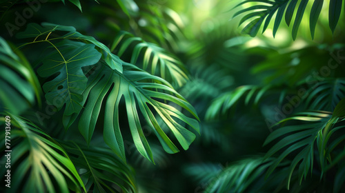 Nature leaves  green tropical forest  backgound illustration concept.