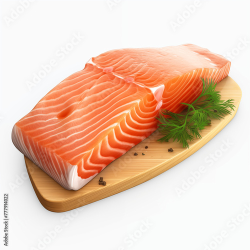 Salmon raw steak, Salmon steak, realistic 3d