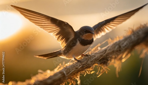 the barn swallow hirundo rustica young after leaving the nest