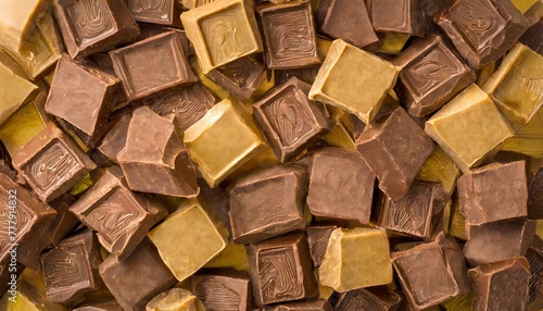 milk chocolate chunks background top view of many chocolate blocks generative ai