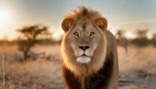 portrait of a lion panthera leo male in a mashatu game reserve in the tuli block in botswana photo