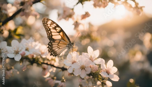 butterfly s wings blending harmoniously with the blossoms