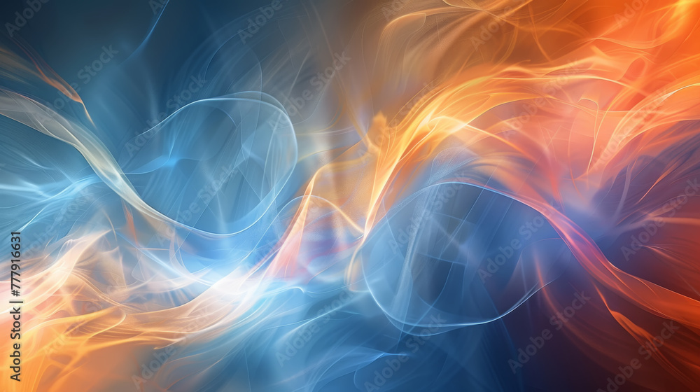 Dynamic abstract art capturing the essence of flowing energy with vibrant blue and red smoke-like effects,ai generated