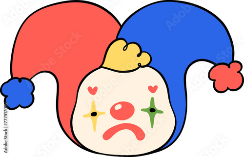 Playful Clowncore Sad clown Cartoon Cute and Vibrant Doodle Drawing