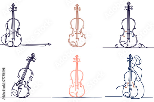 Minimalist One-Line Vectors for Musical Ambiance : Elegant Violin Illustrations