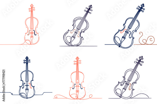 Minimalist One-Line Vectors for Musical Ambiance : Harmonious Violin Designs