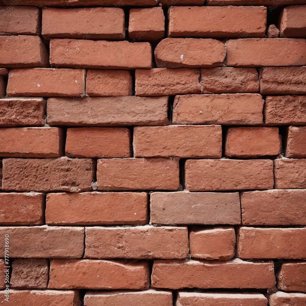 Fototapeta premium Red, orange or brown normal color brick wall. Texture brick wall panoramic texture wallpaper background.