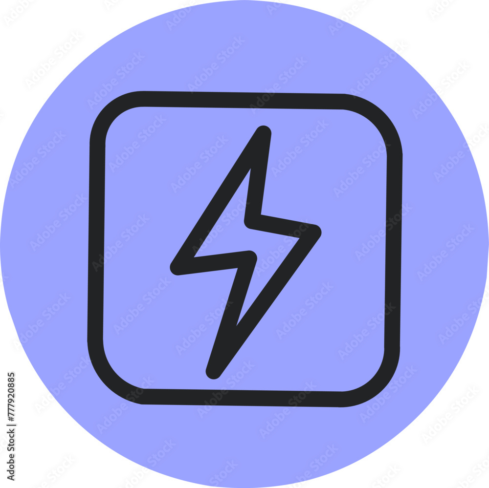 Simple thunder line icon. Stroke pictogram. Vector illustration Simple thunder line icon. Stroke pictogram. Vector illustration