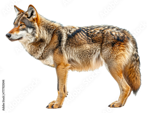 A large brown and tan wolf standing, cut out - stock png.