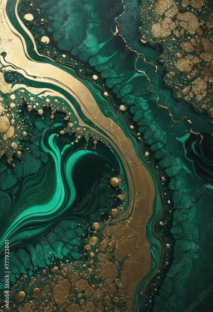 Emerald Green Marble Texture with Gold Veins Abstract Background ...