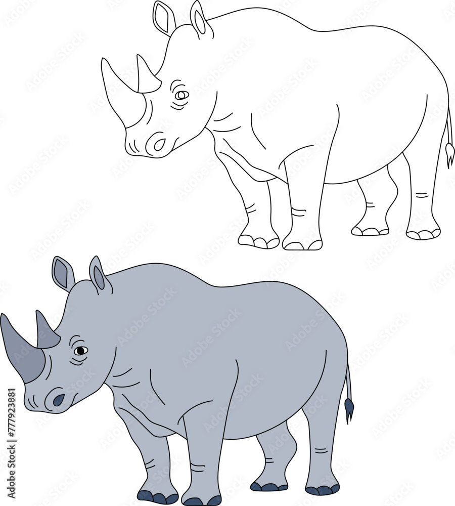Rhino Clipart Set. Cartoon Wild Animals Clipart Set for Lovers of Wildlife. Rhino Clipart Set. Cartoon Wild Animals Clipart Set for Lovers of Wildlife.