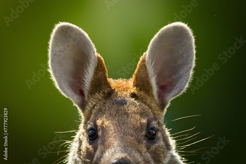 Furry marsupial ear depicted in captivating close up portrait